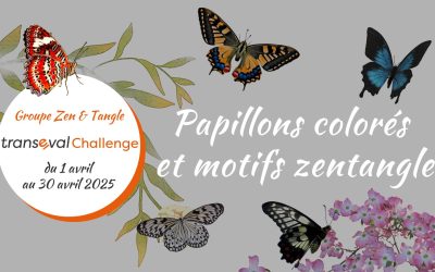 Challenge créatif papillons colorés et motifs zentangle